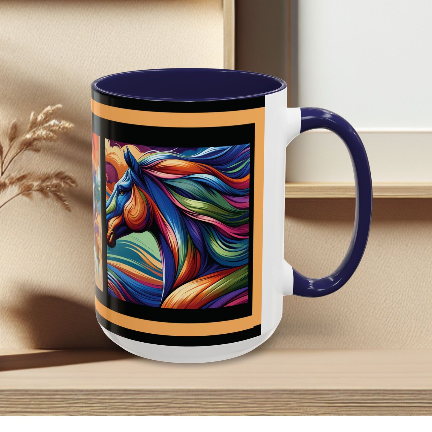 Mug Coffee Multi Color Horses 11oz 15oz