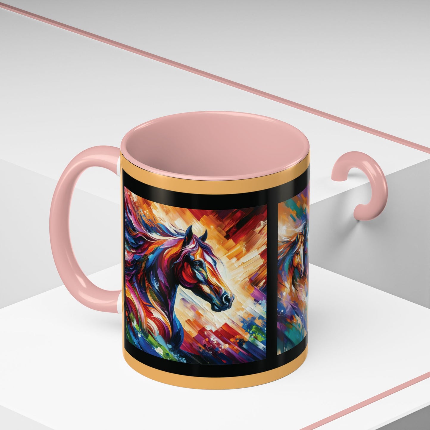 Mug Coffee Multi Color Horses 11oz 15oz