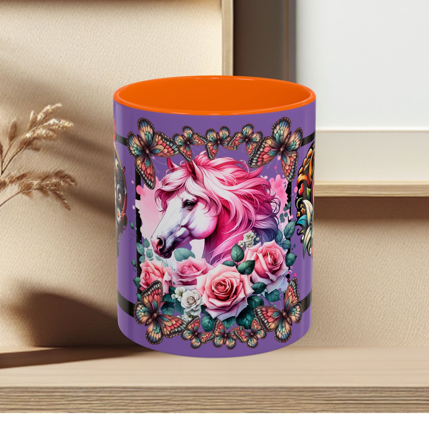 Love Coffee Mug - Vibrant Heart & Horse- Design, 11oz & 15oz