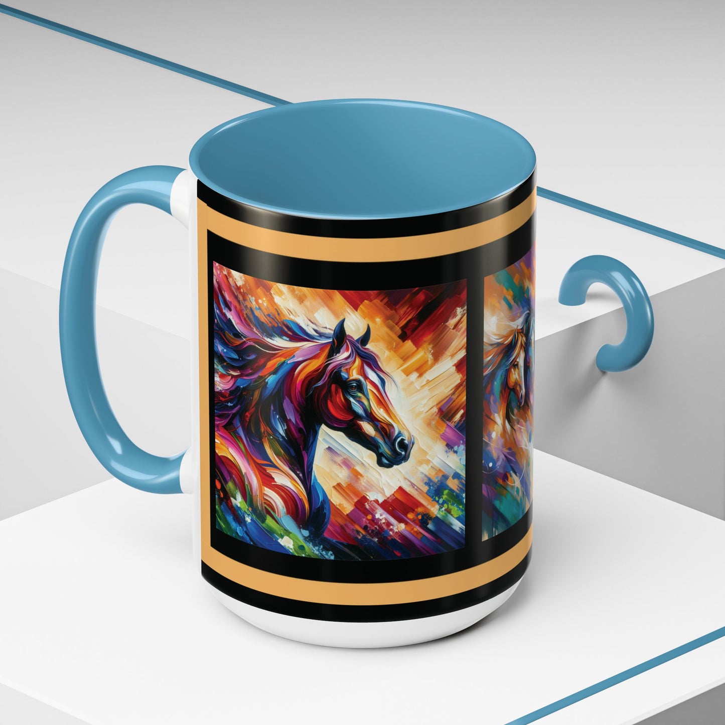 Mug Coffee Multi Color Horses 11oz 15oz