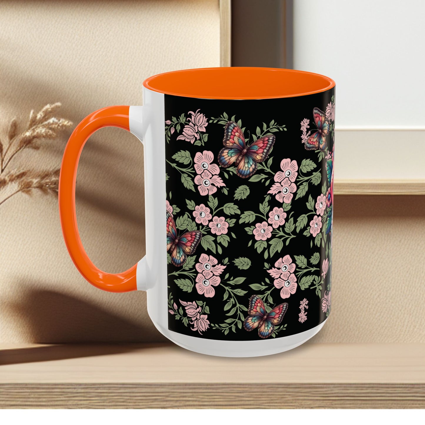 Floral Coffee Mug Black