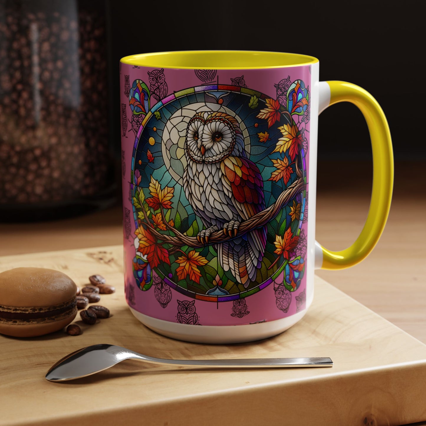Coffee Mug -Colorful Stain Glass Owl Design