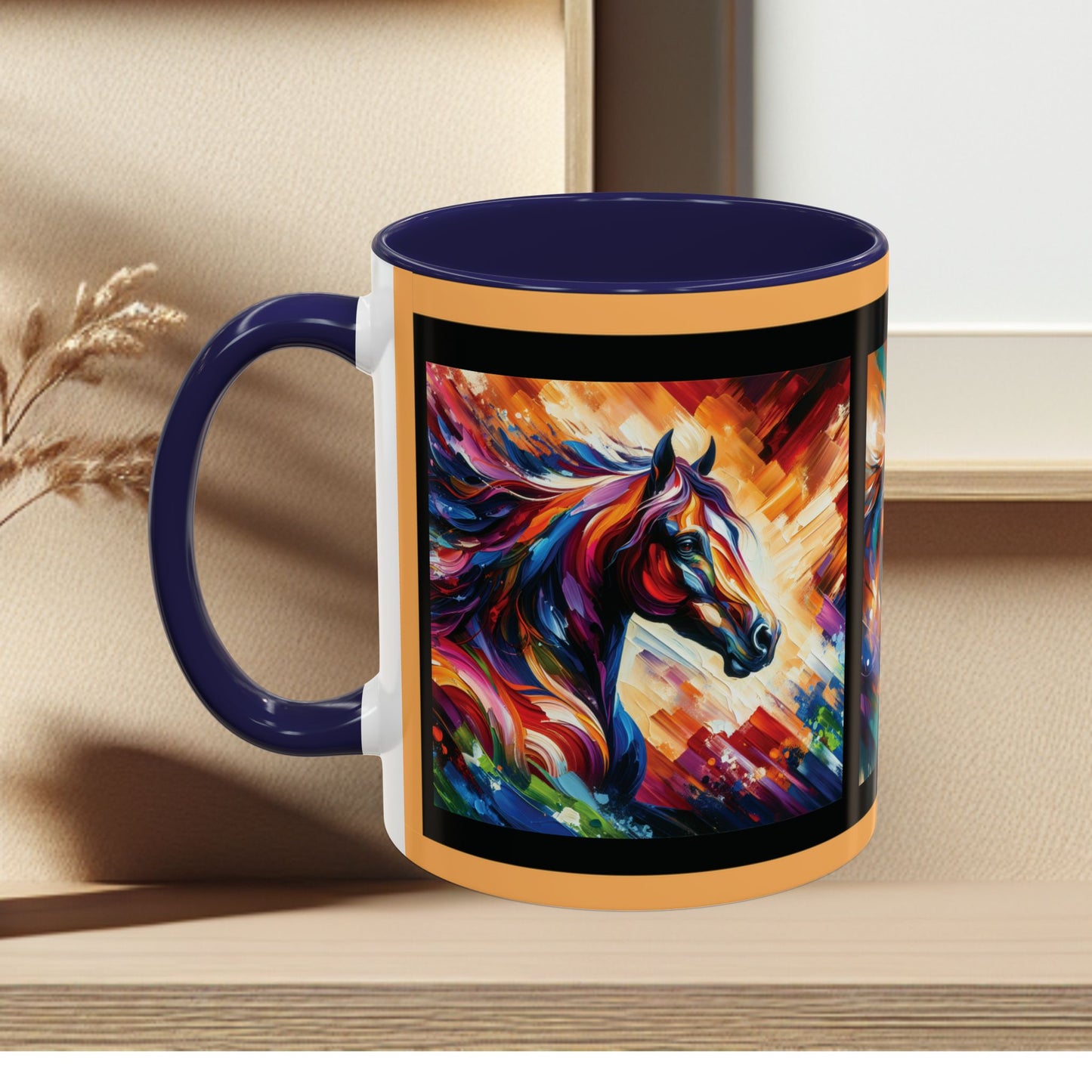 Mug Coffee Multi Color Horses 11oz 15oz