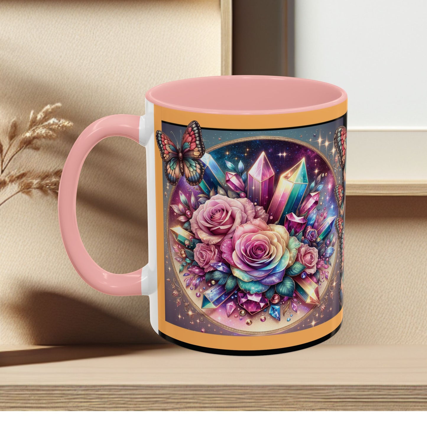 Coffee Mug Butterflys and Flowers