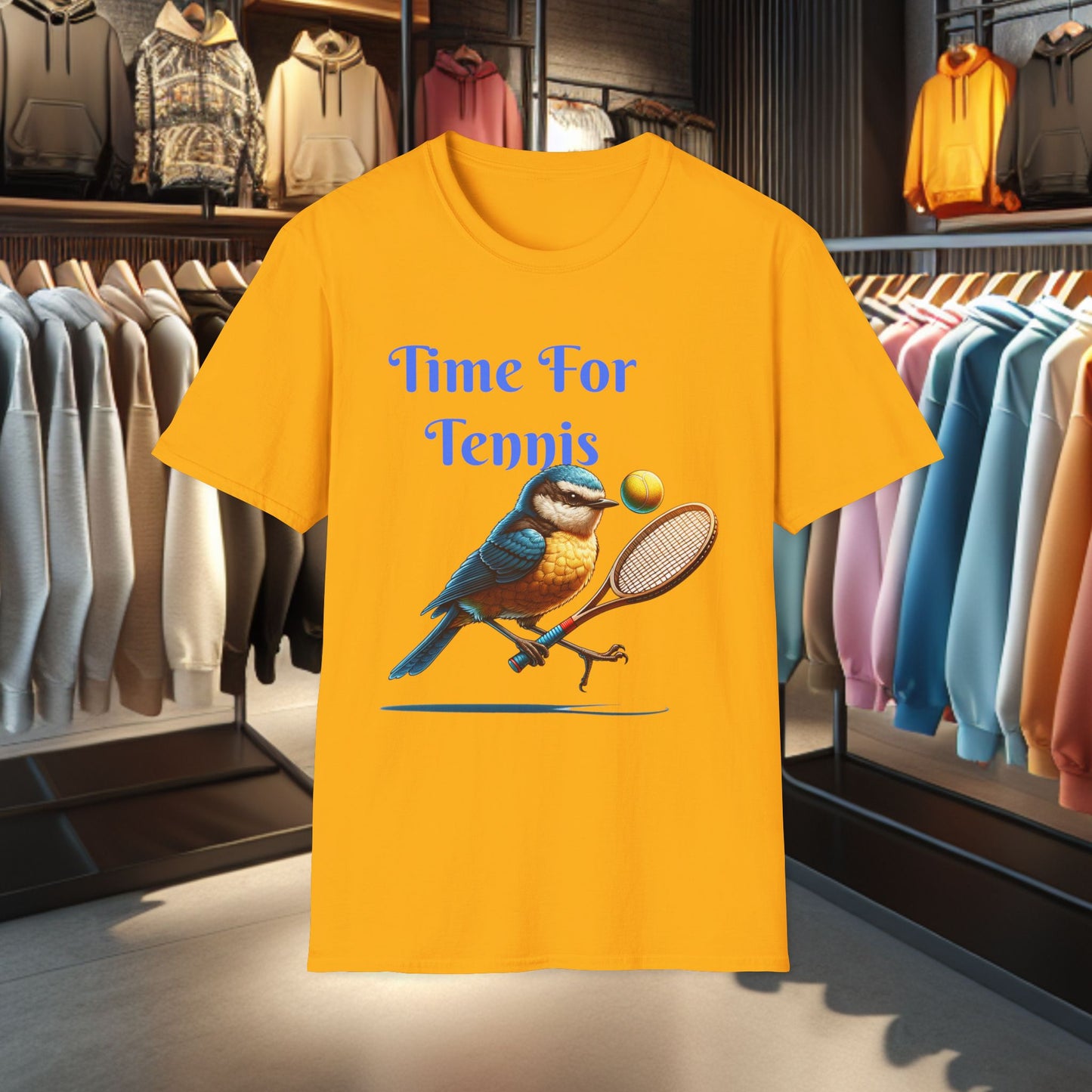 Blue Bird Playing Tennis Unisex T-Shirt - Time ForTennis