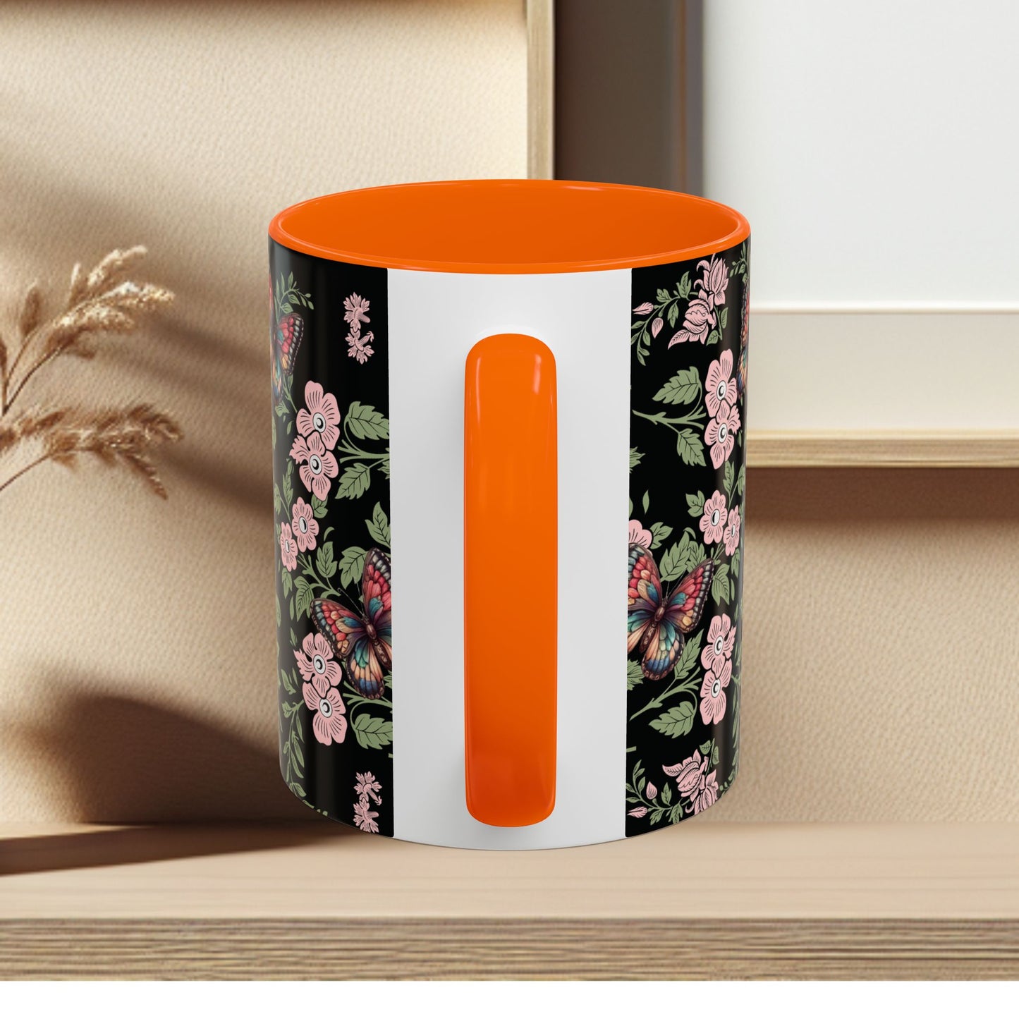 Floral Coffee Mug Black