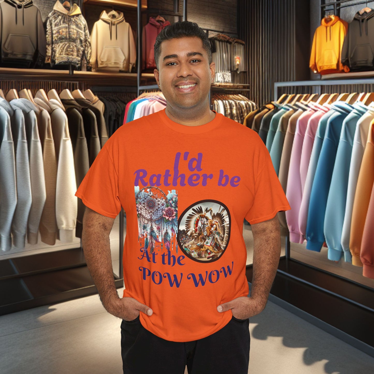 I'd Rather be at the POW-WOW- Heavy Cotton Tee