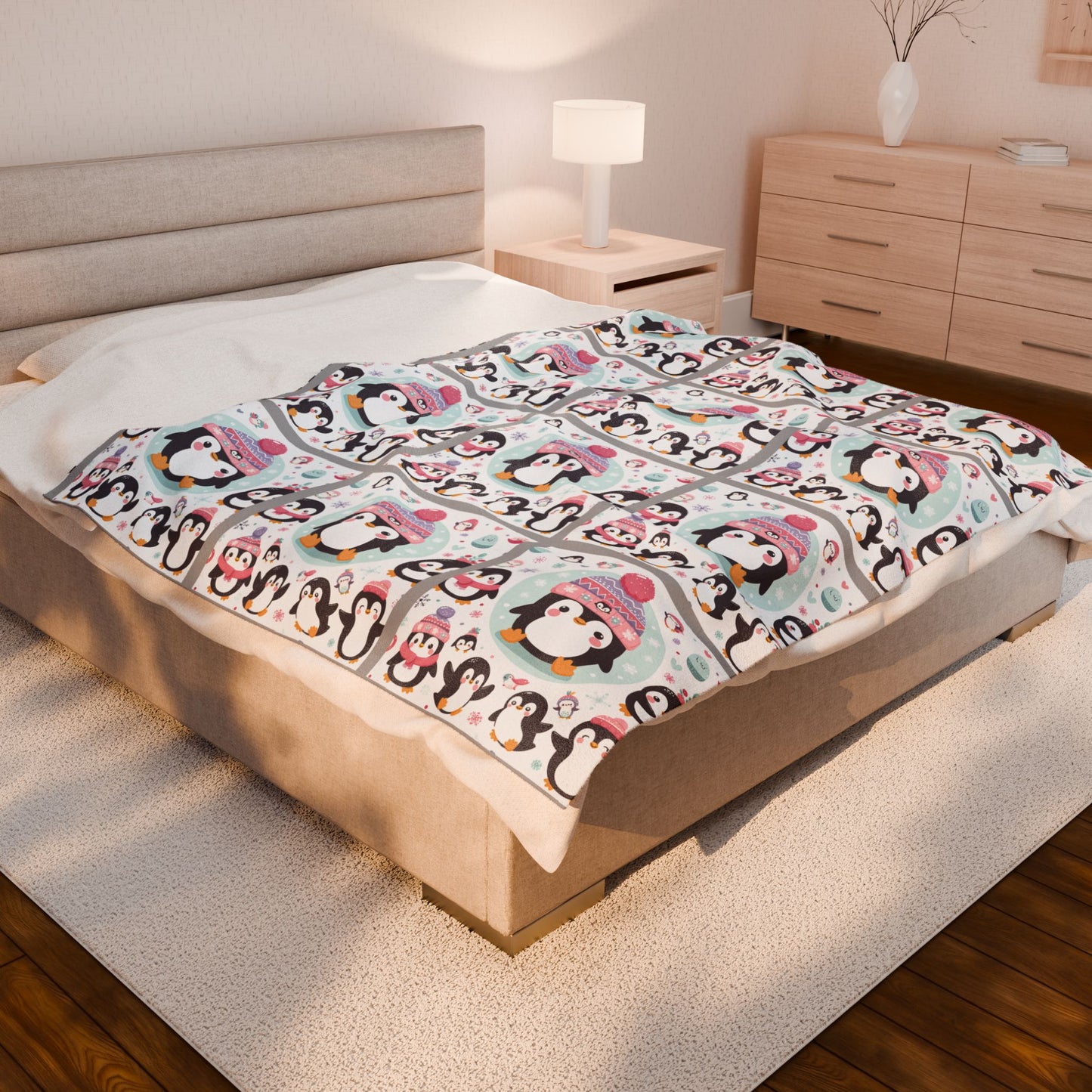 Penguins Velveteen Plush Blanket