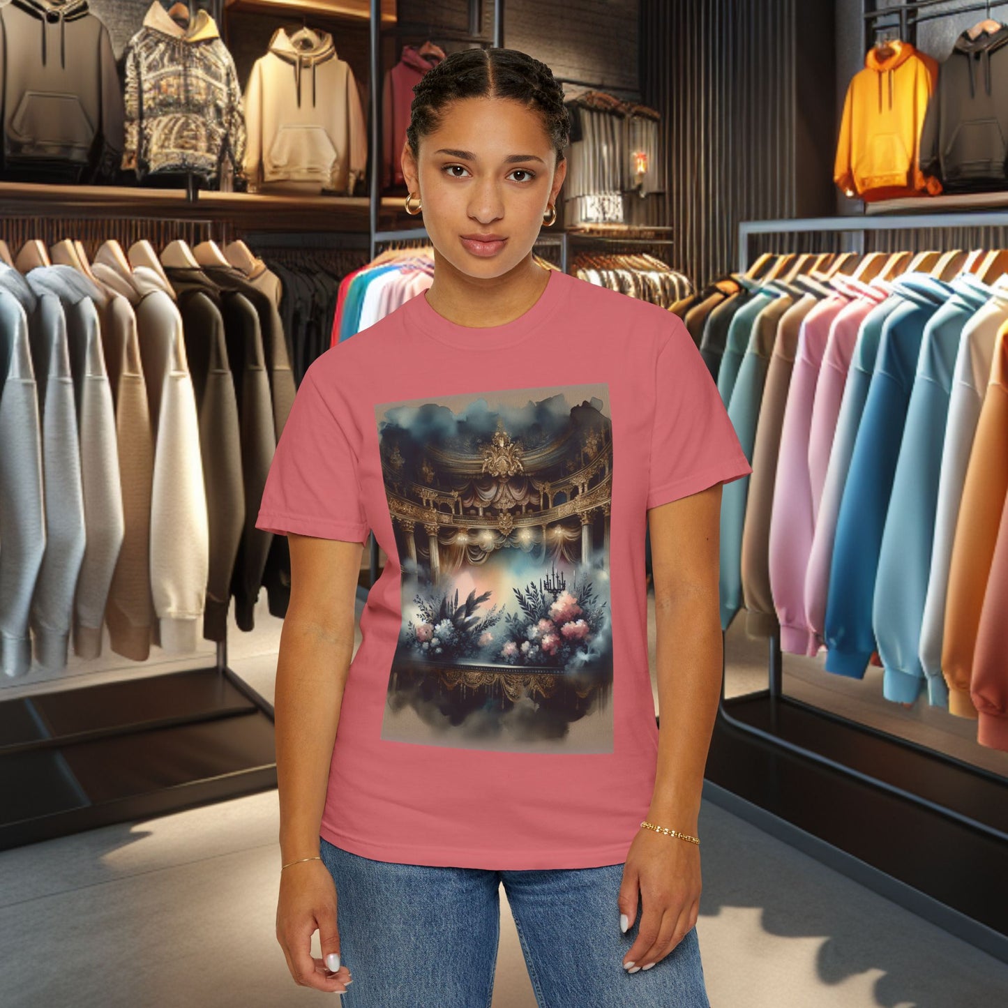 Dreamy Garden Unisex Garment-Dyed T-shirt - Artistic Floral Print - Perfect for Everyday Wear and Gifting