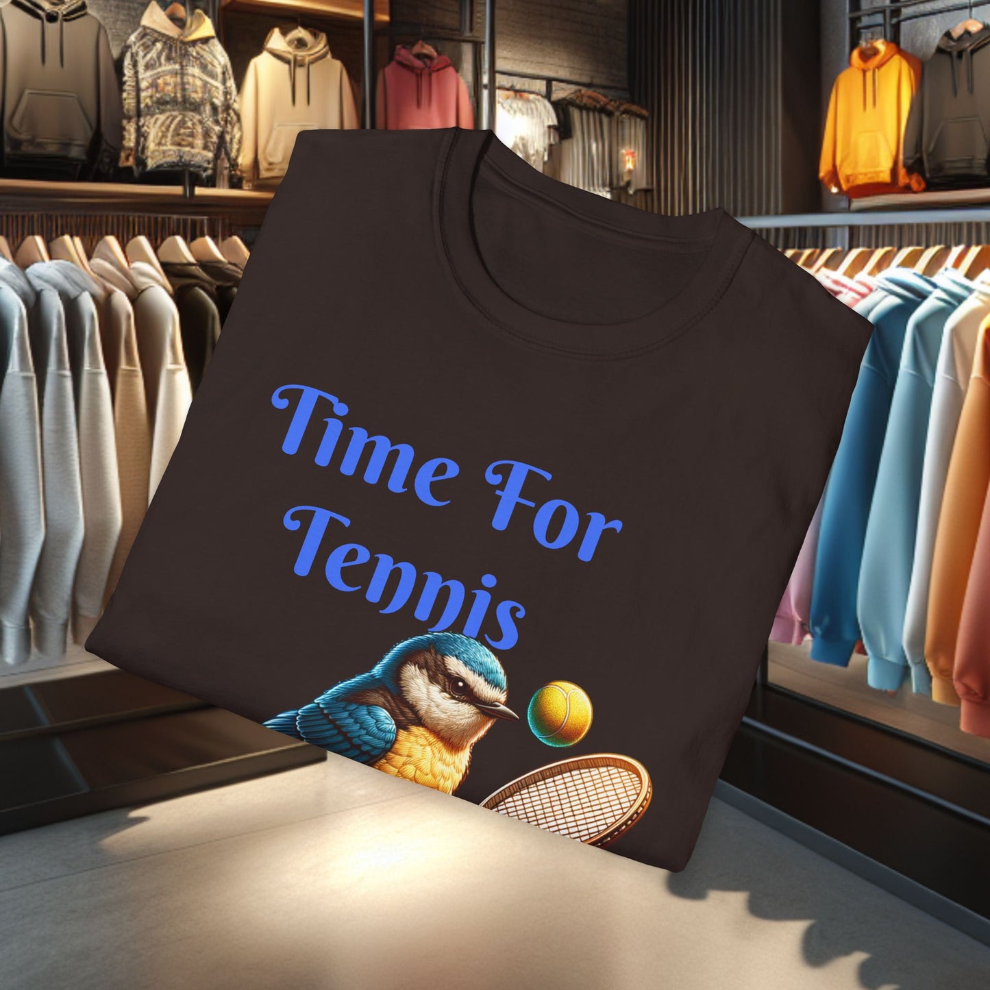 Blue Bird Playing Tennis Unisex T-Shirt - Time ForTennis