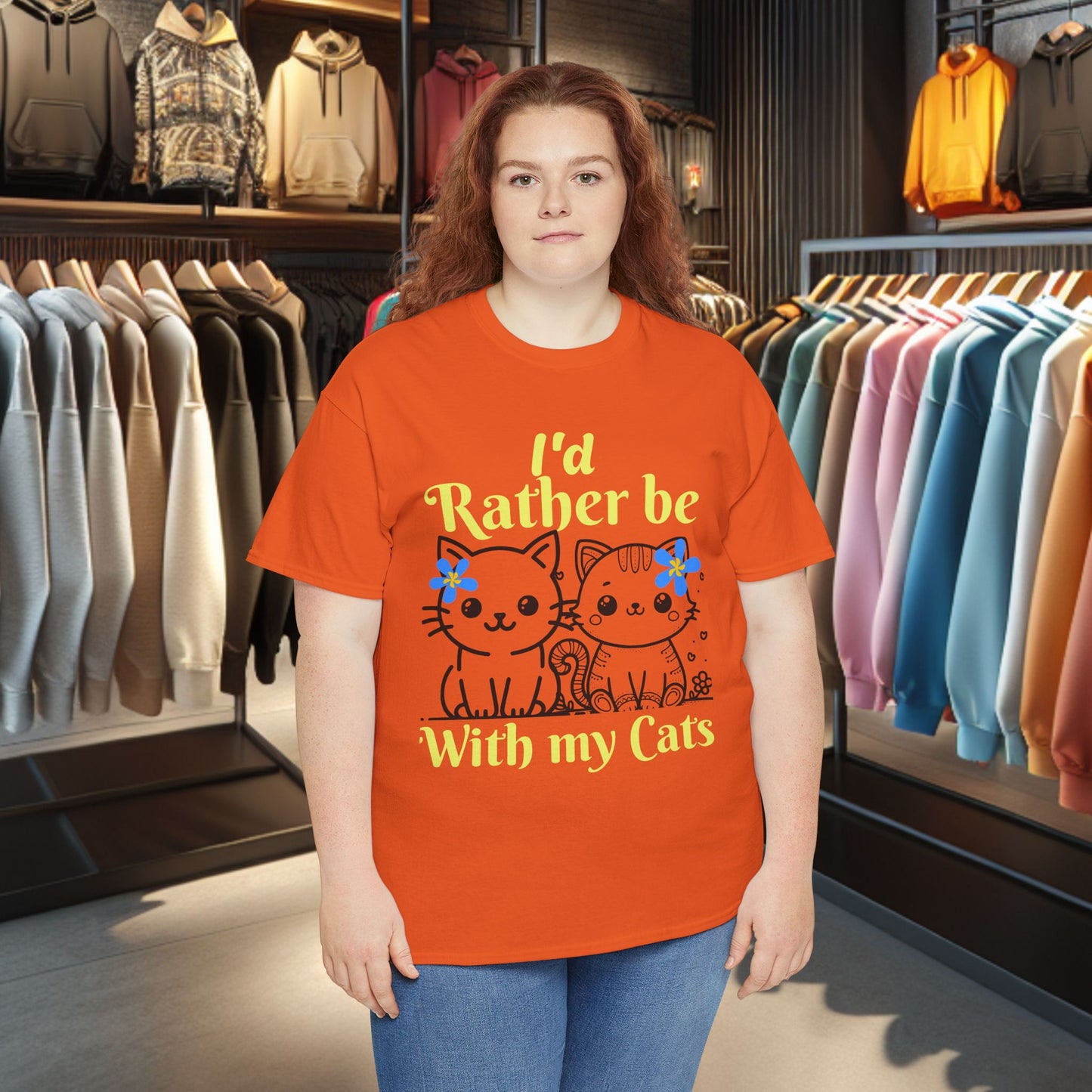 With my Cats Heavy Cotton Tee | Cat Lover Gift | Colorful Fun Shirt | Cute Animal Apparel | Perfect for Birthdays & Pet Lovers