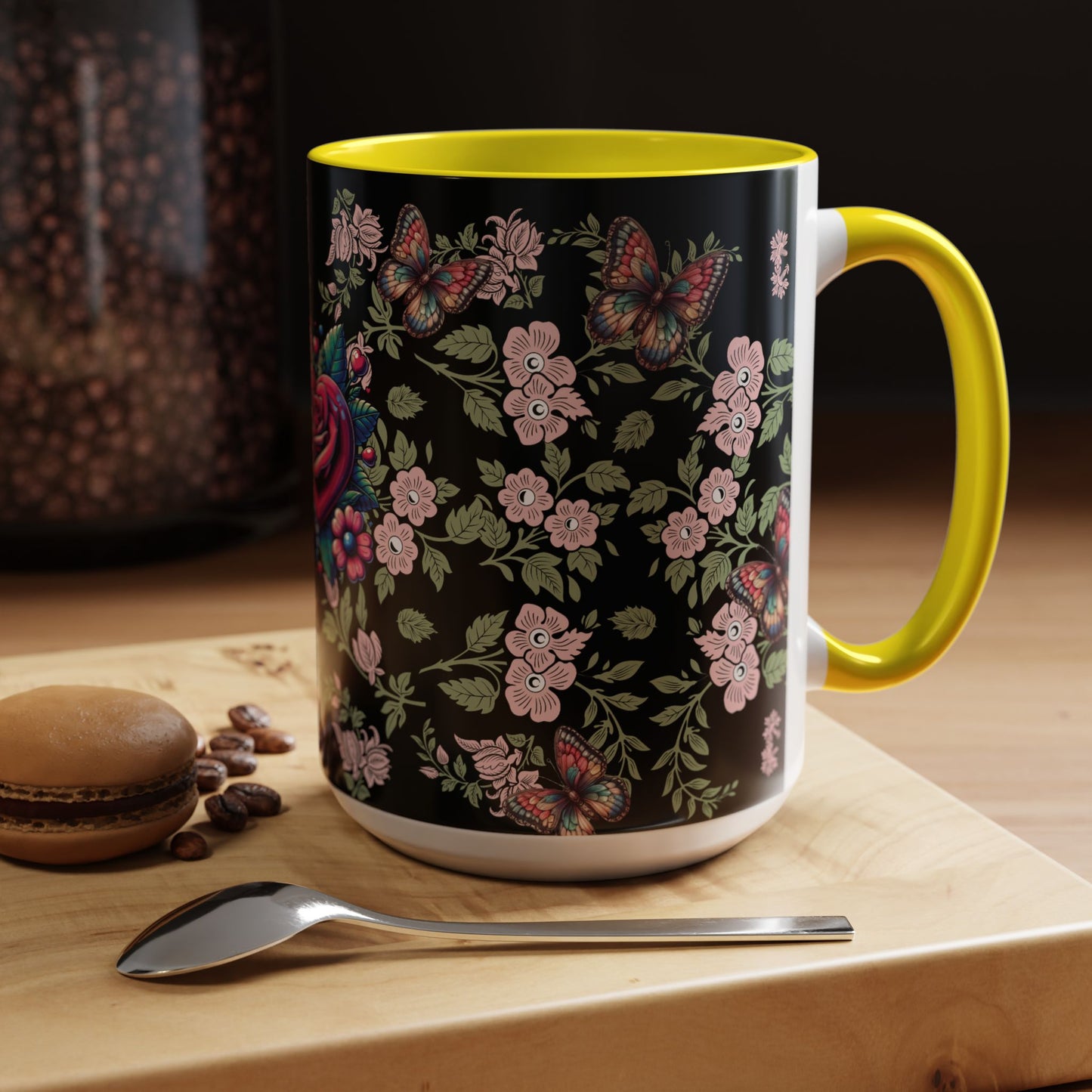 Floral Coffee Mug Black