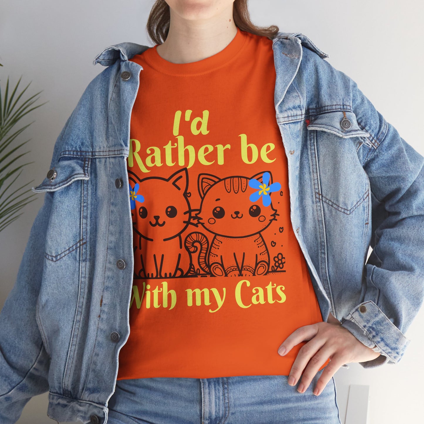 With my Cats Heavy Cotton Tee | Cat Lover Gift | Colorful Fun Shirt | Cute Animal Apparel | Perfect for Birthdays & Pet Lovers