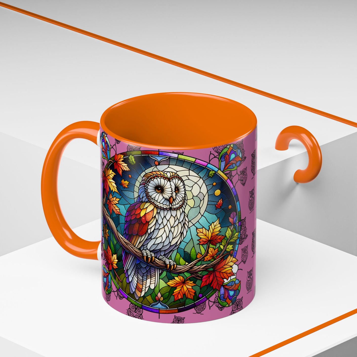 Coffee Mug -Colorful Stain Glass Owl Design