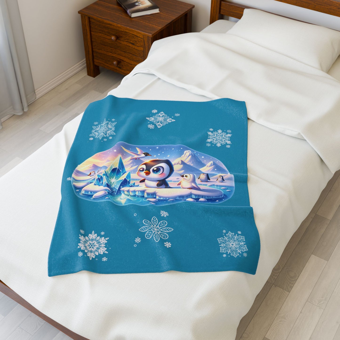 Penguin On Ice - Velveteen Plush Blanket