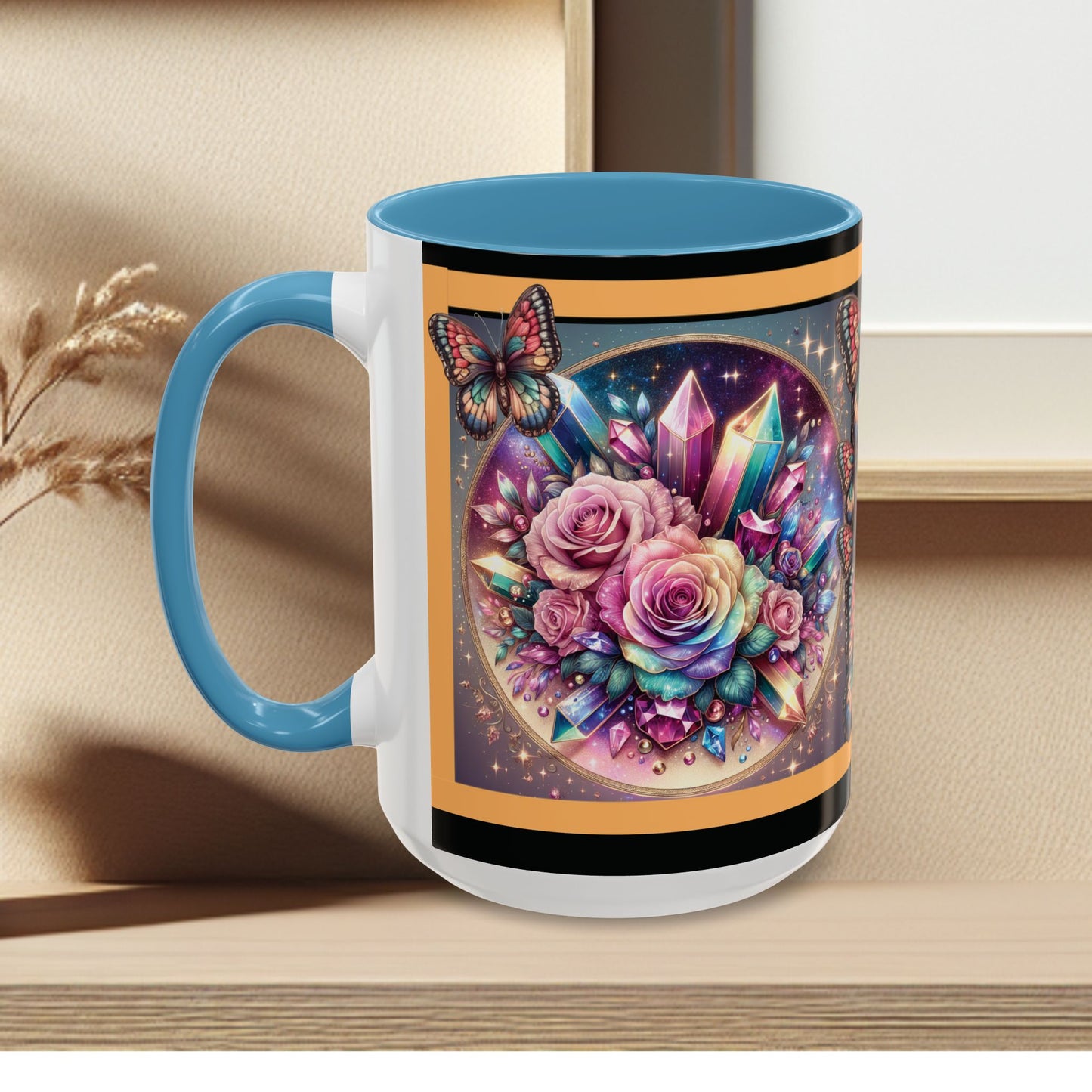 Coffee Mug Butterflys and Flowers