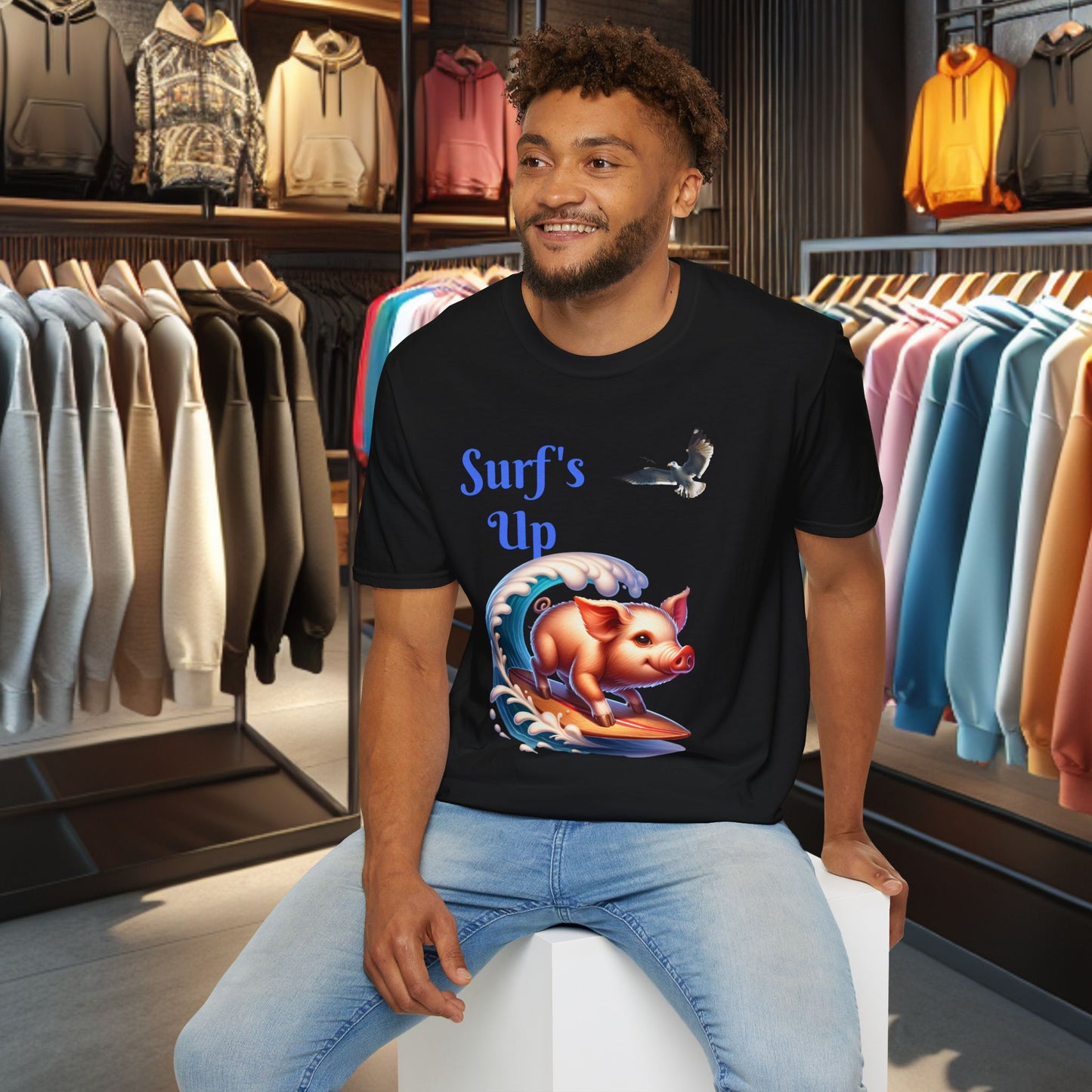 Pig Surfing Unisex T-Shirt - Surf's Up