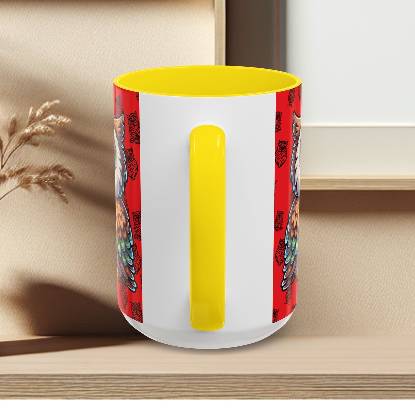 Red Coffee Mug - Owl Family - Colorful Inspirational Owl Design