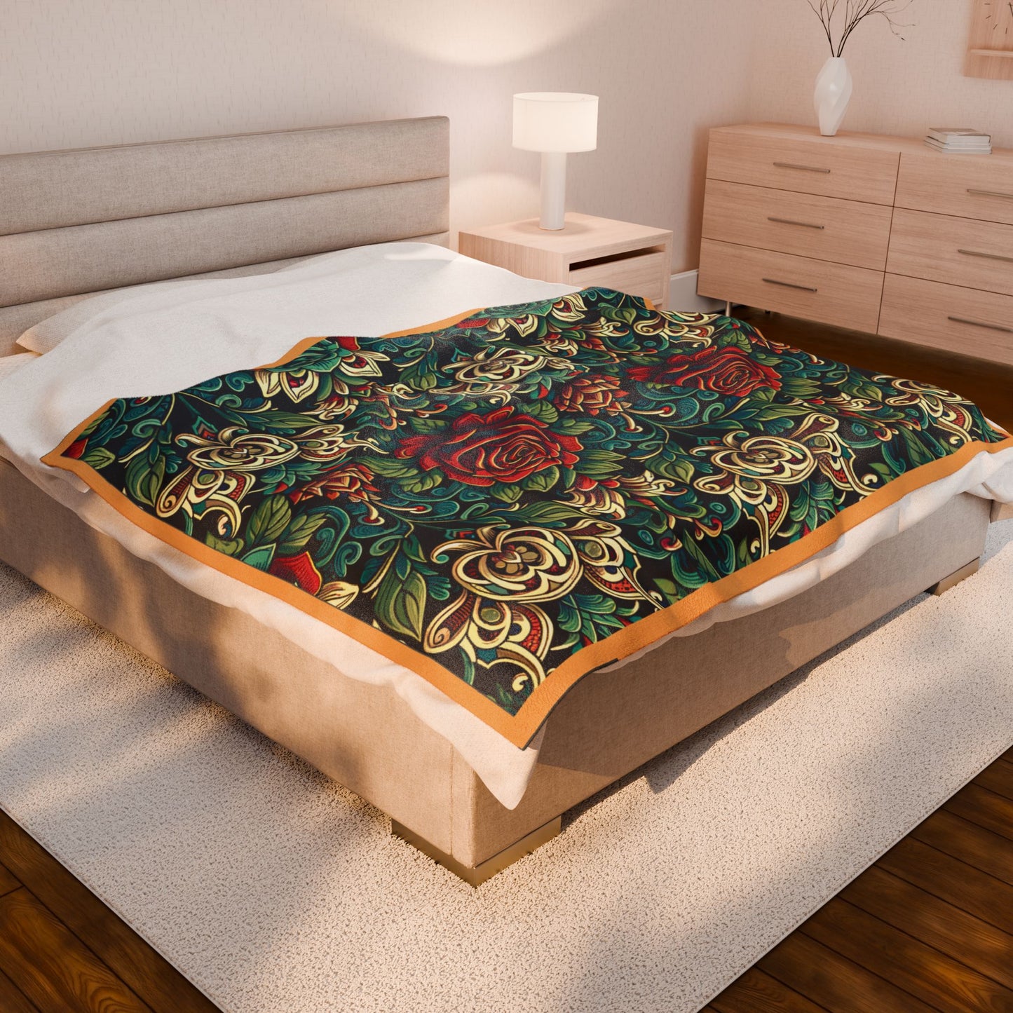 Blanket 60X80- Rose Garden Velveteen Plush Blanket