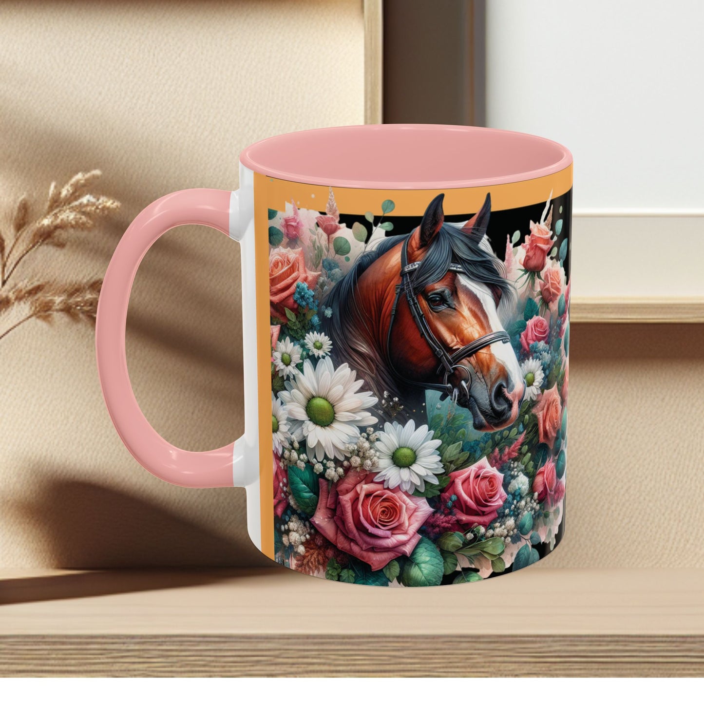 Coffee Mug Horses in Flowers 11oz 15oz