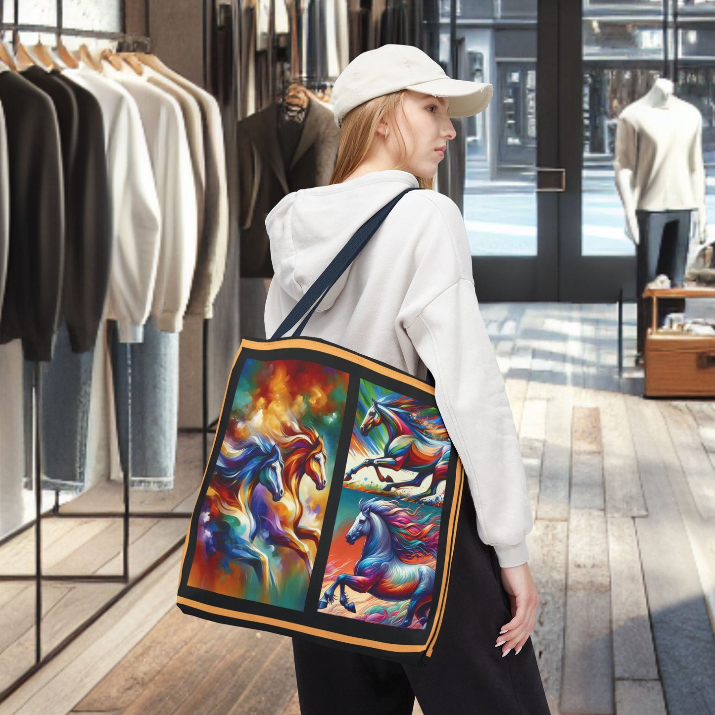 Multi-Color Cloud Horses Tote Bag