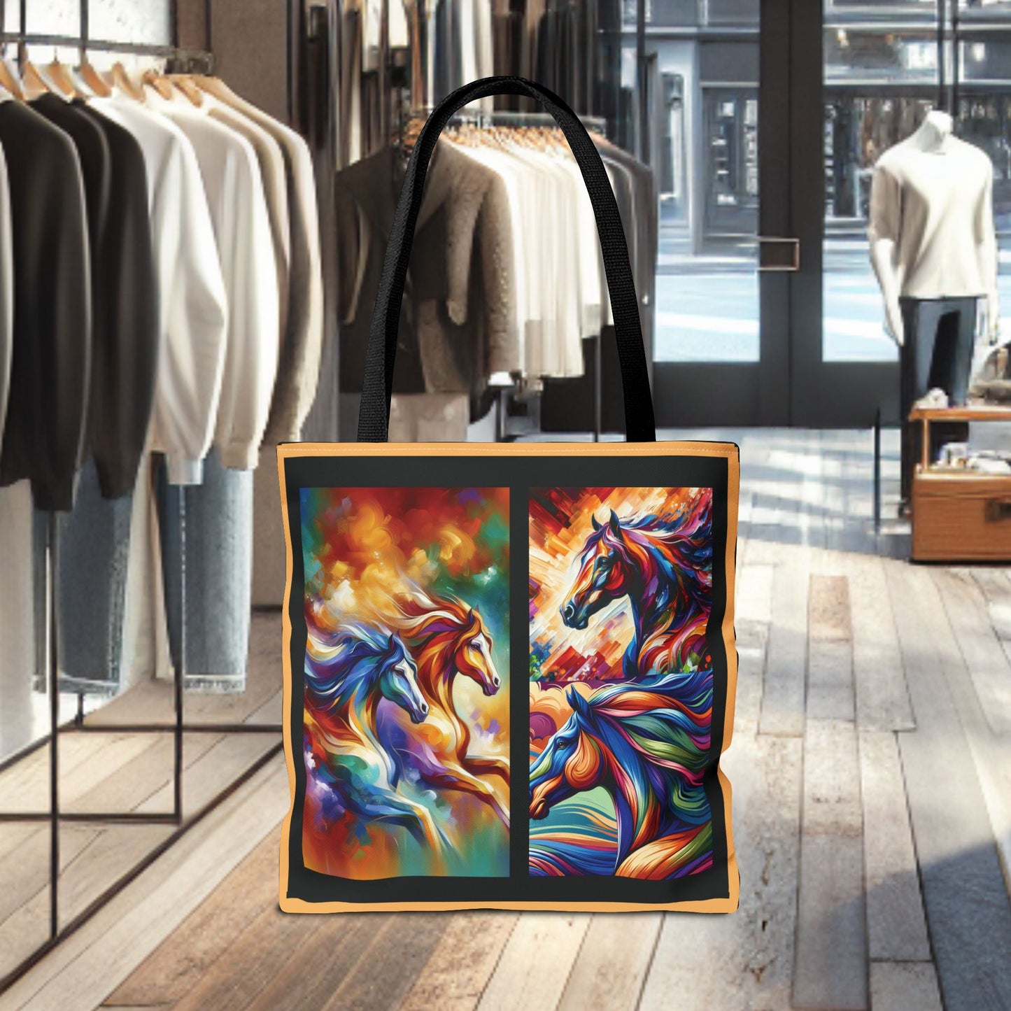 Colorful Horses Tote Bag