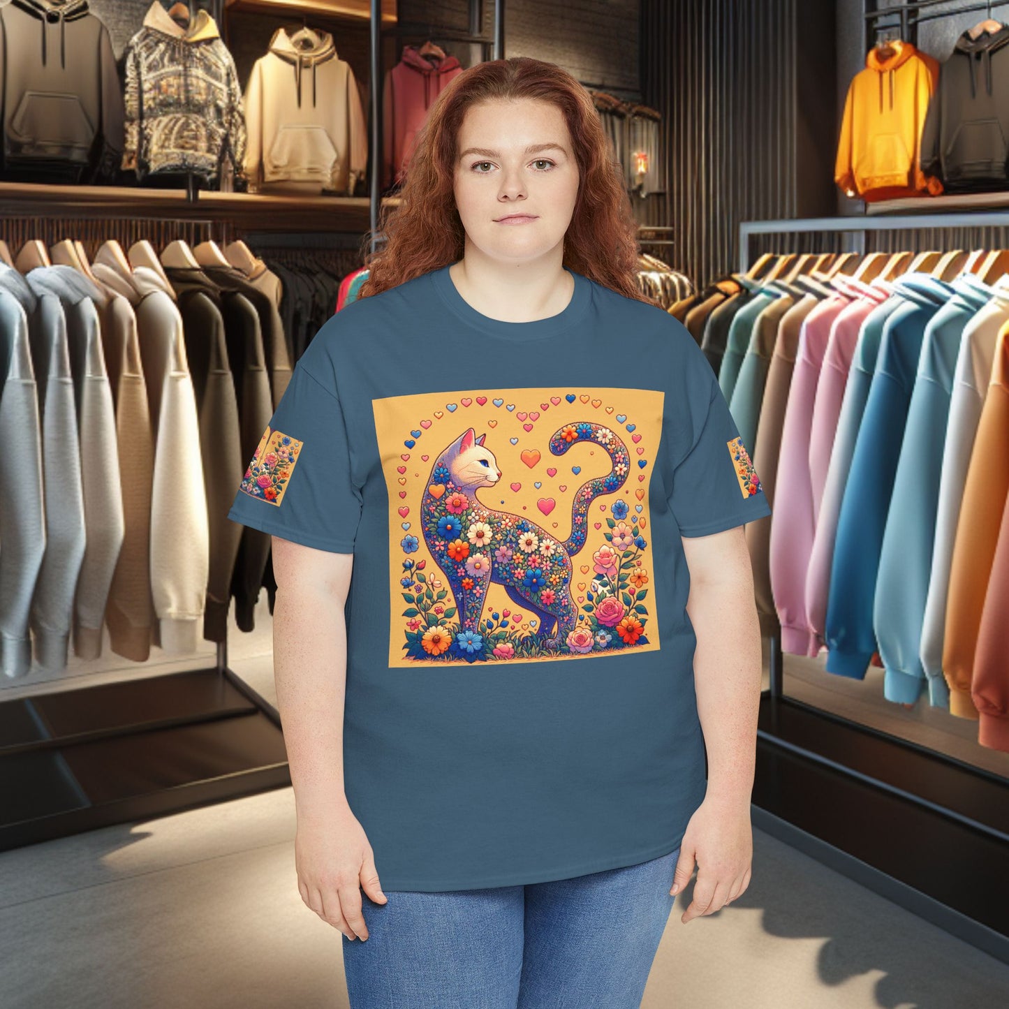 Loving Cat Flower Mozaic T-Shirt