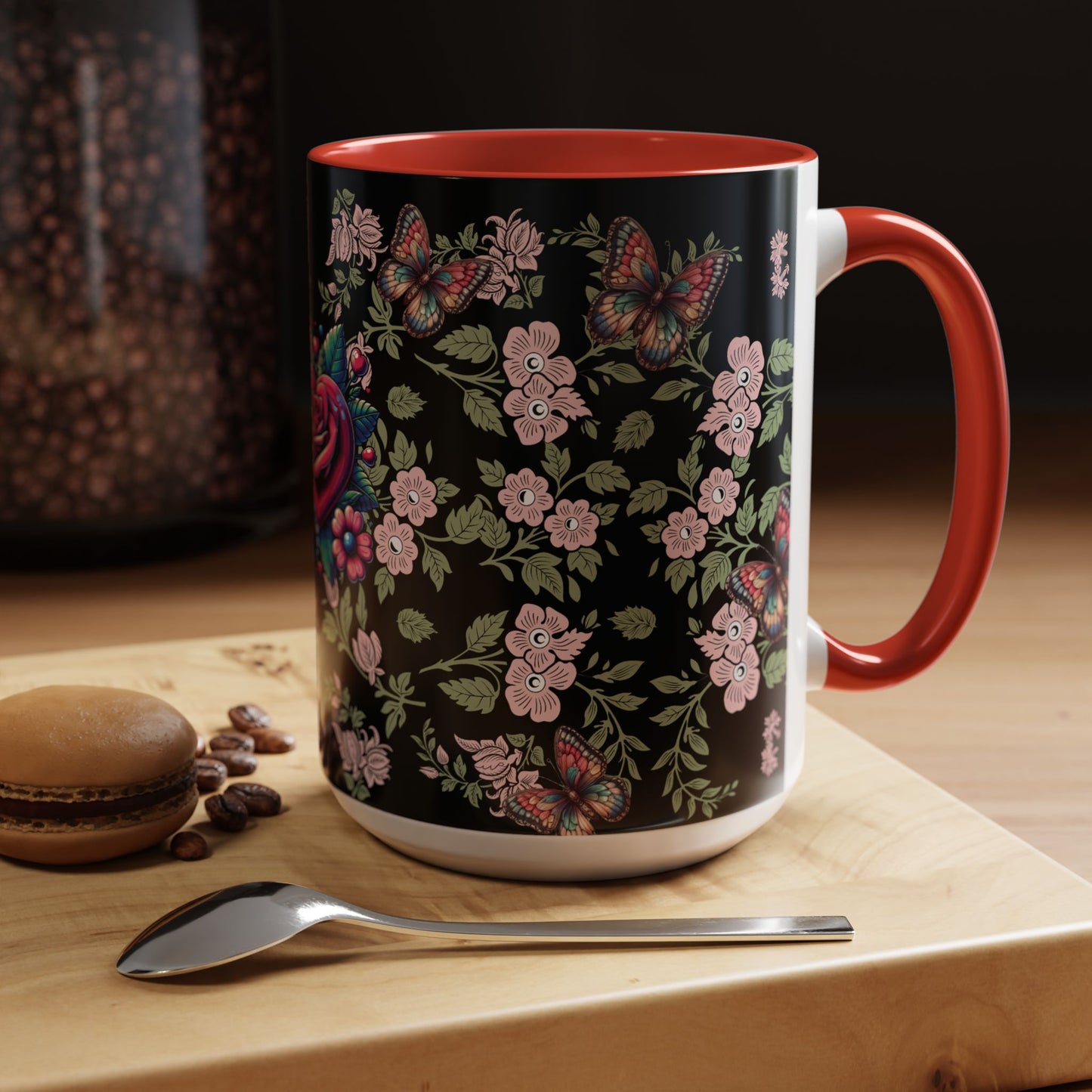 Floral Coffee Mug Black