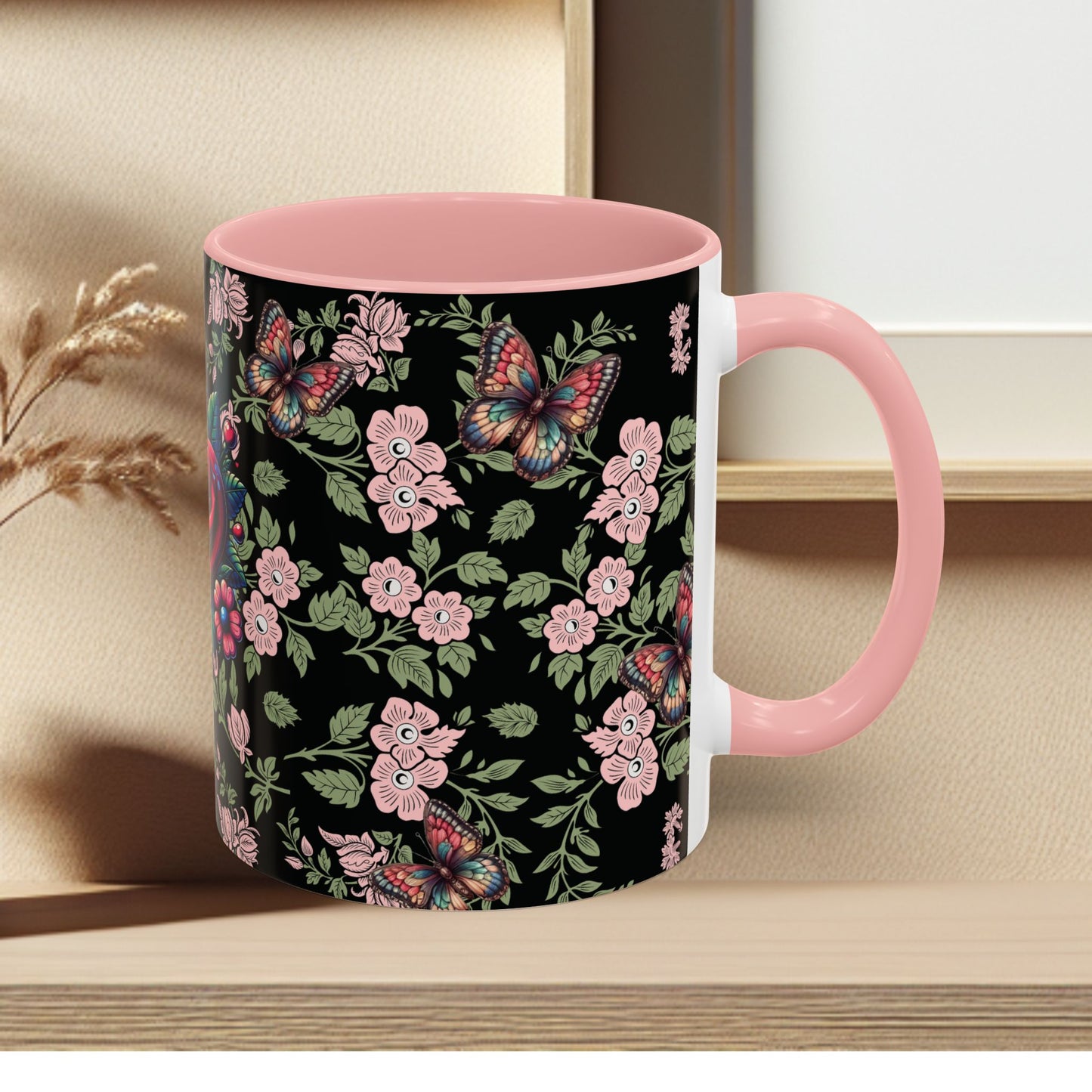Floral Coffee Mug Black