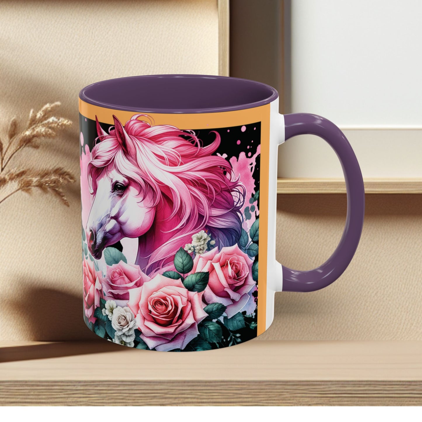 Coffee Mug Horses in Flowers 11oz 15oz