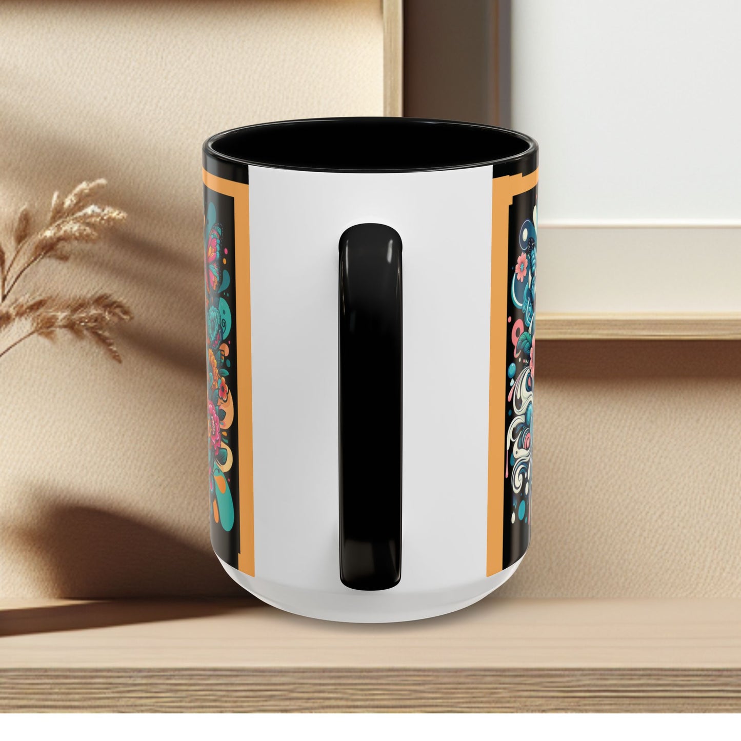 Coffee Mug White Horses with Blue Highlights in Flowers - Mug