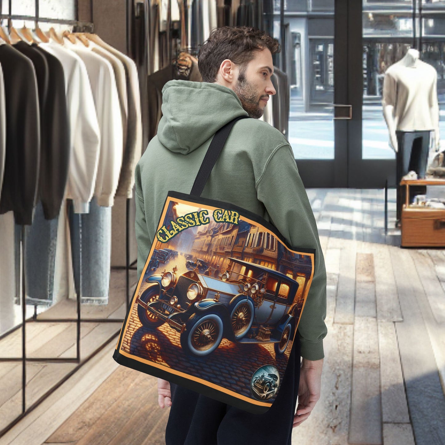 Tote Bag-Classic Car Blue Tote Bag -