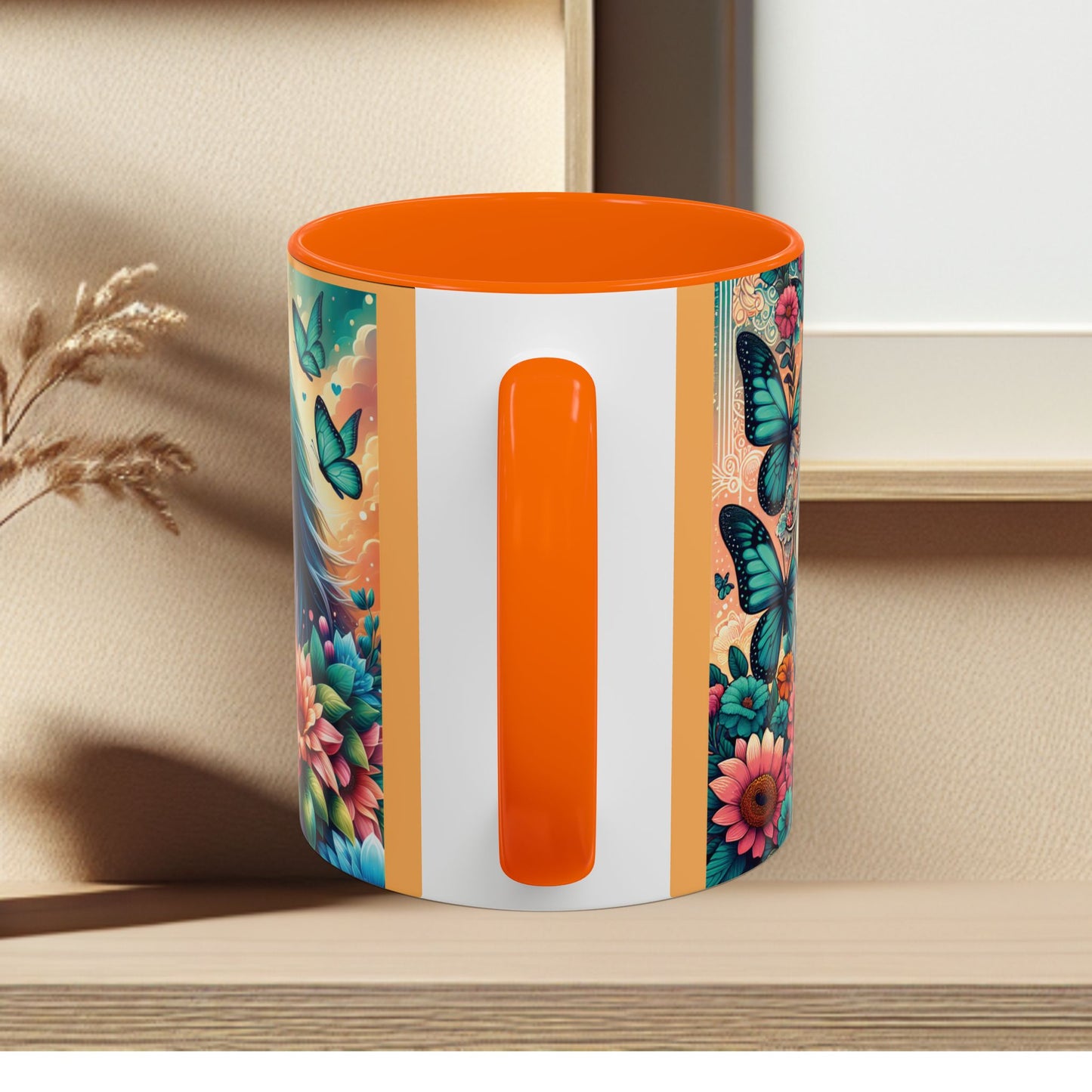 Coffee Mug Horses, Flowers, and Butterflies Mug