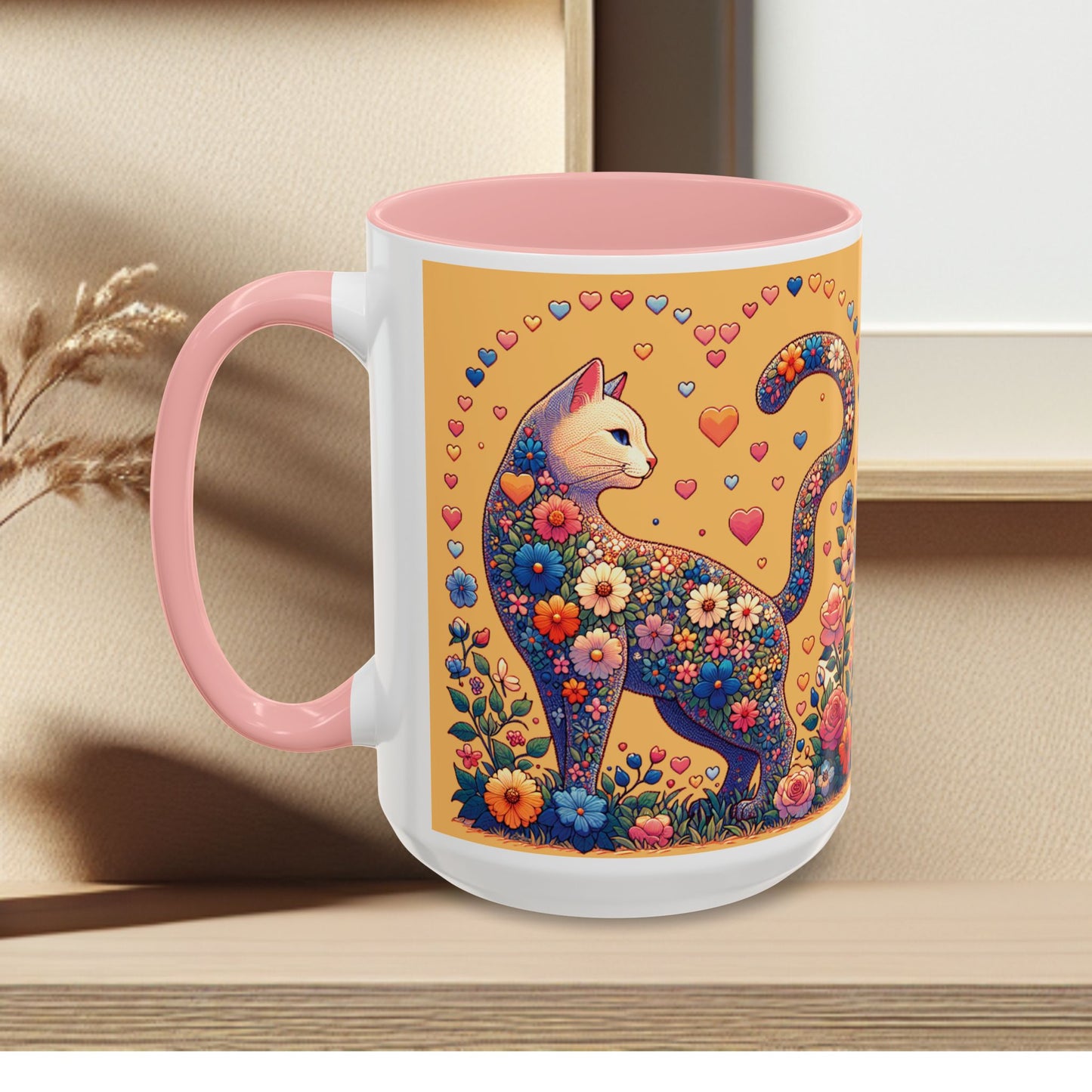 Mug- Loving Cat - Accent Coffee Mug (11oz, 15oz) (AOP)