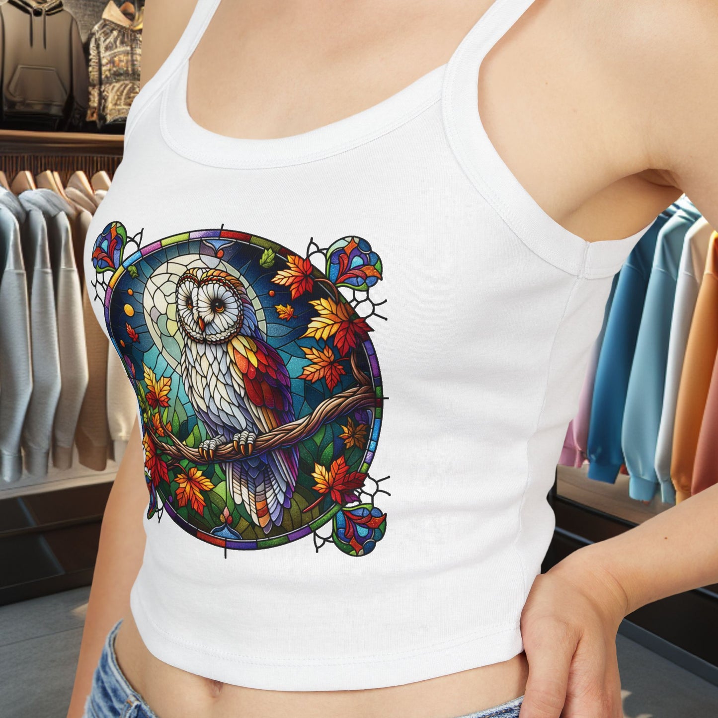 Women's Tank Top - Stain Glass Owl Design