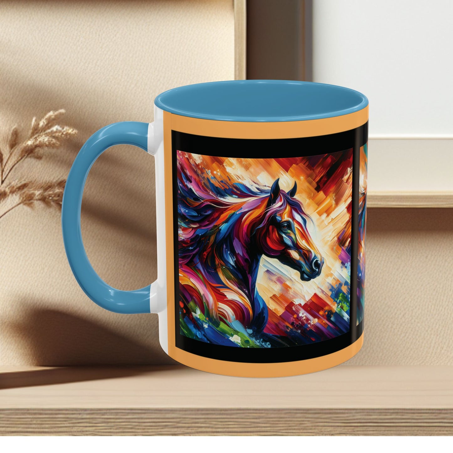 Mug Coffee Multi Color Horses 11oz 15oz