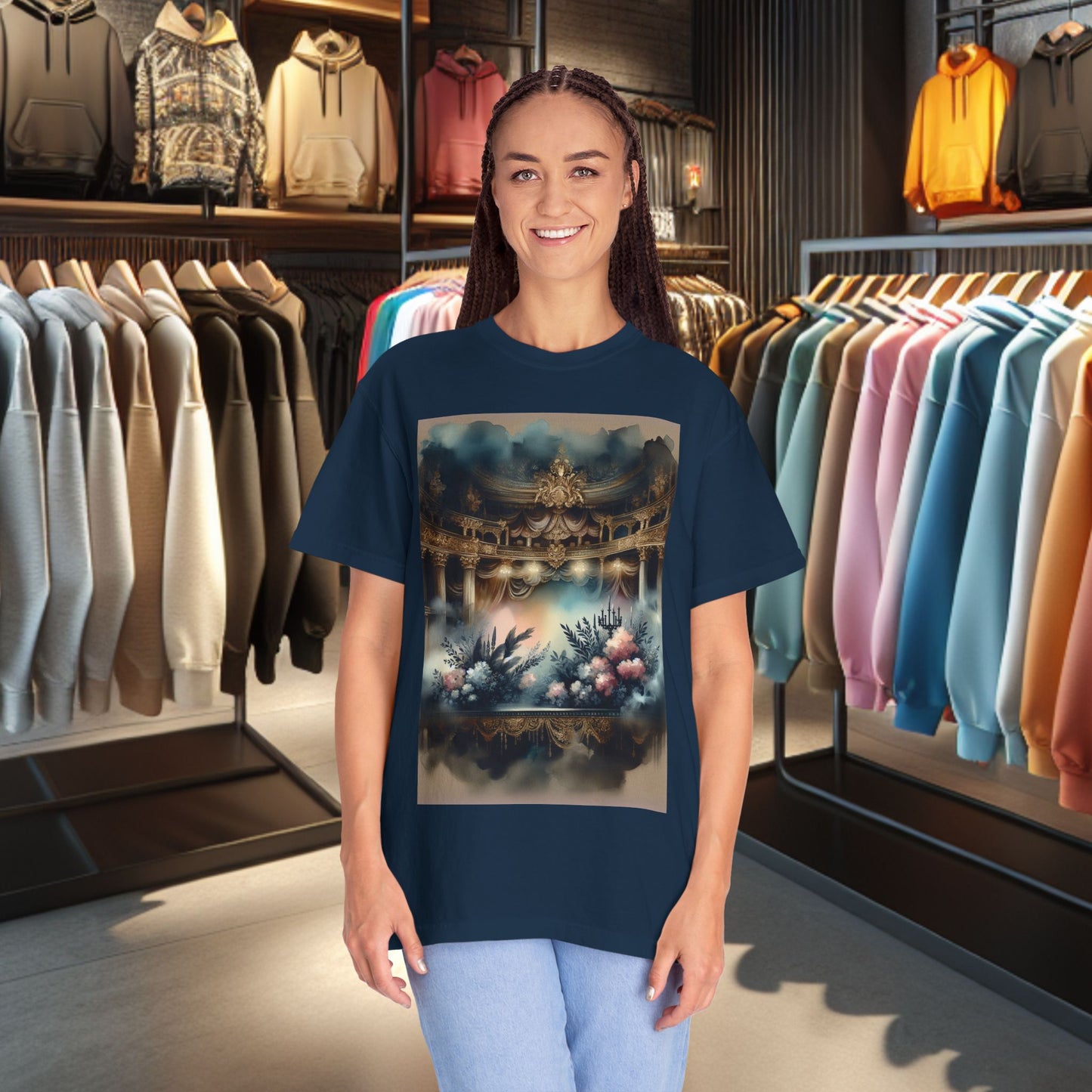 Dreamy Garden Unisex Garment-Dyed T-shirt - Artistic Floral Print - Perfect for Everyday Wear and Gifting