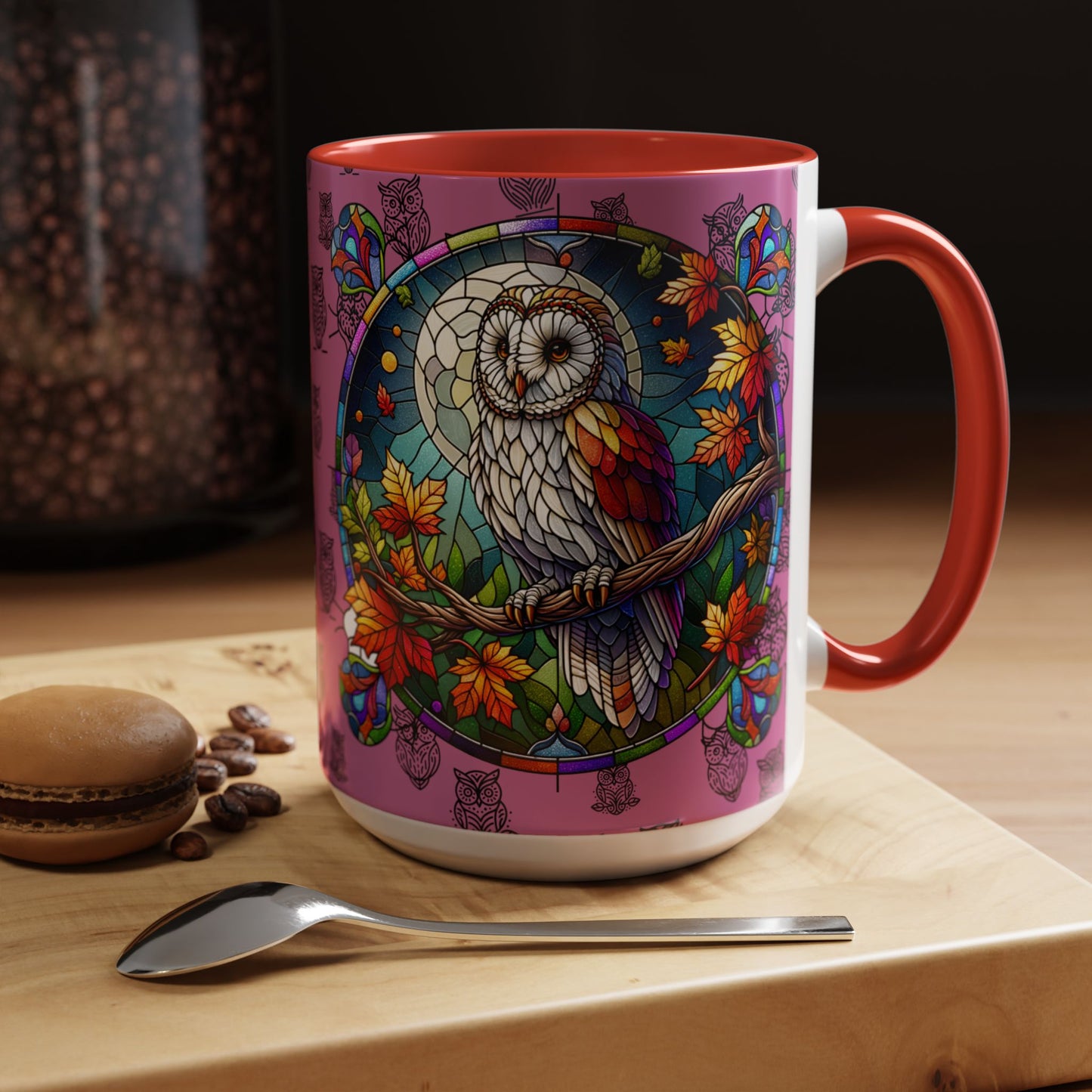 Coffee Mug -Colorful Stain Glass Owl Design