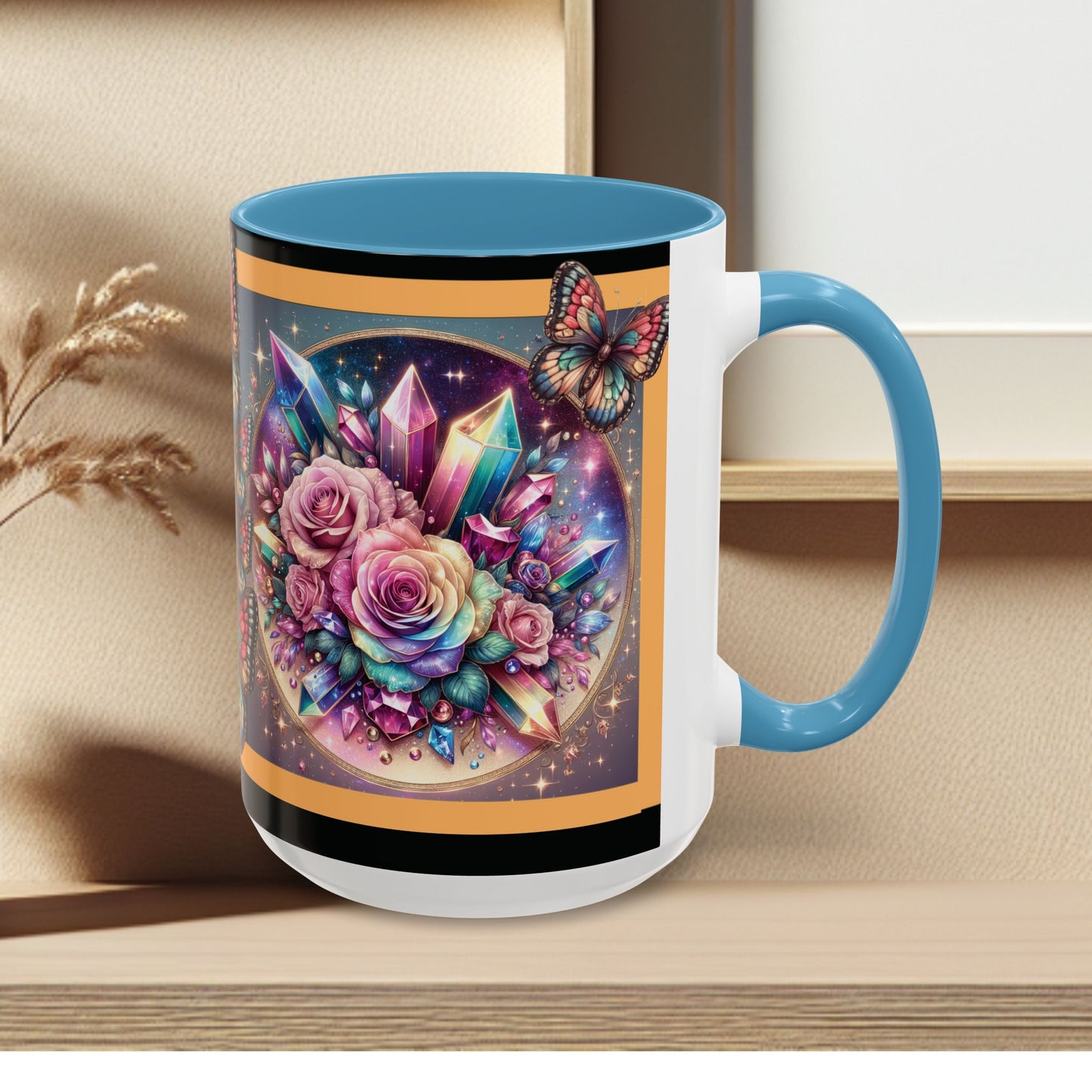 Coffee Mug Butterflys and Flowers