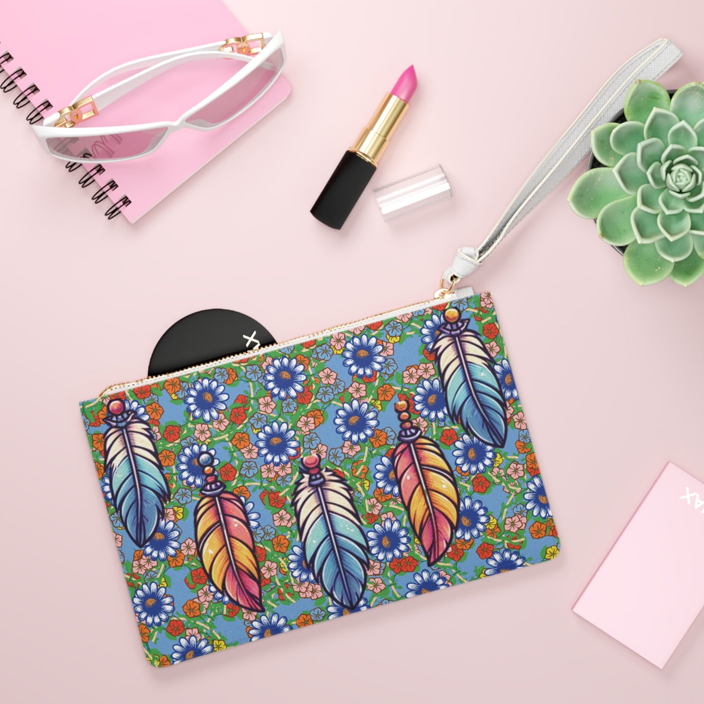 Feathers & Flowers Clutch Bag