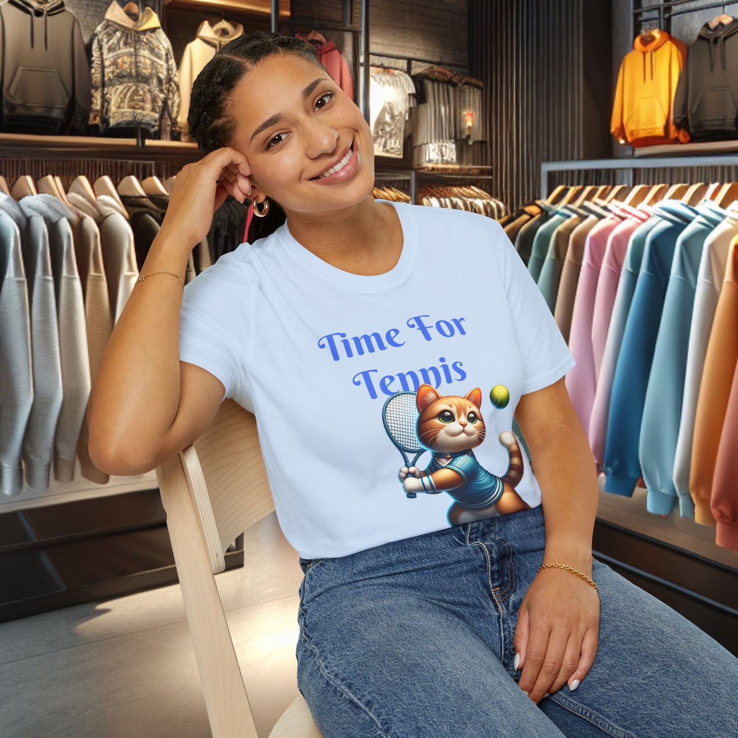 Cat Playing Tennis Unisex T-Shirt - Time For Tennis
