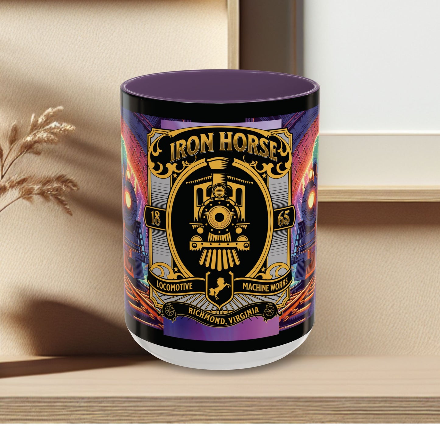 Mug- Steam engine Iron Horse- Accent Coffee Mug (15oz)