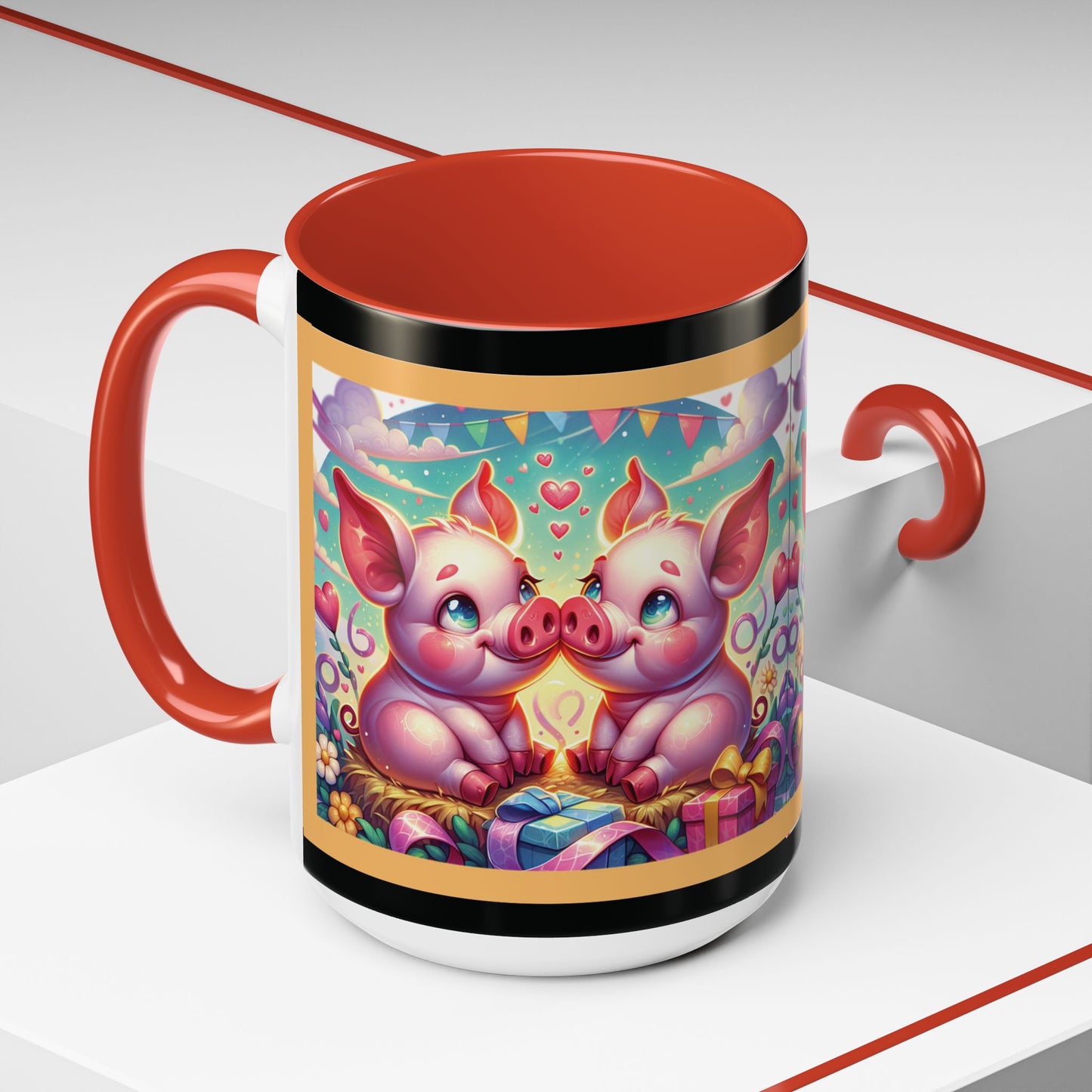 Coffee Mug Love Pigs Picknick 11, 15oz
