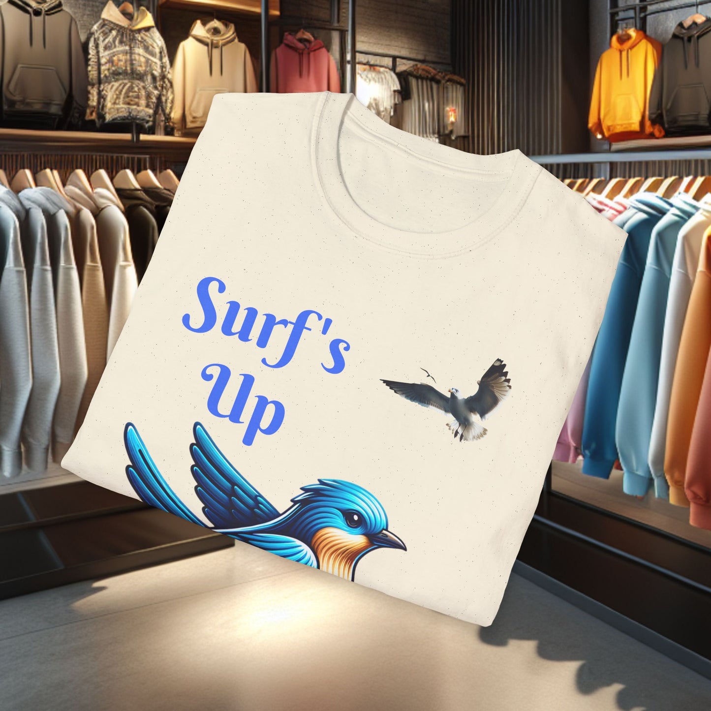 Blue Bird Surfing Unisex T-Shirt - Surf's Up