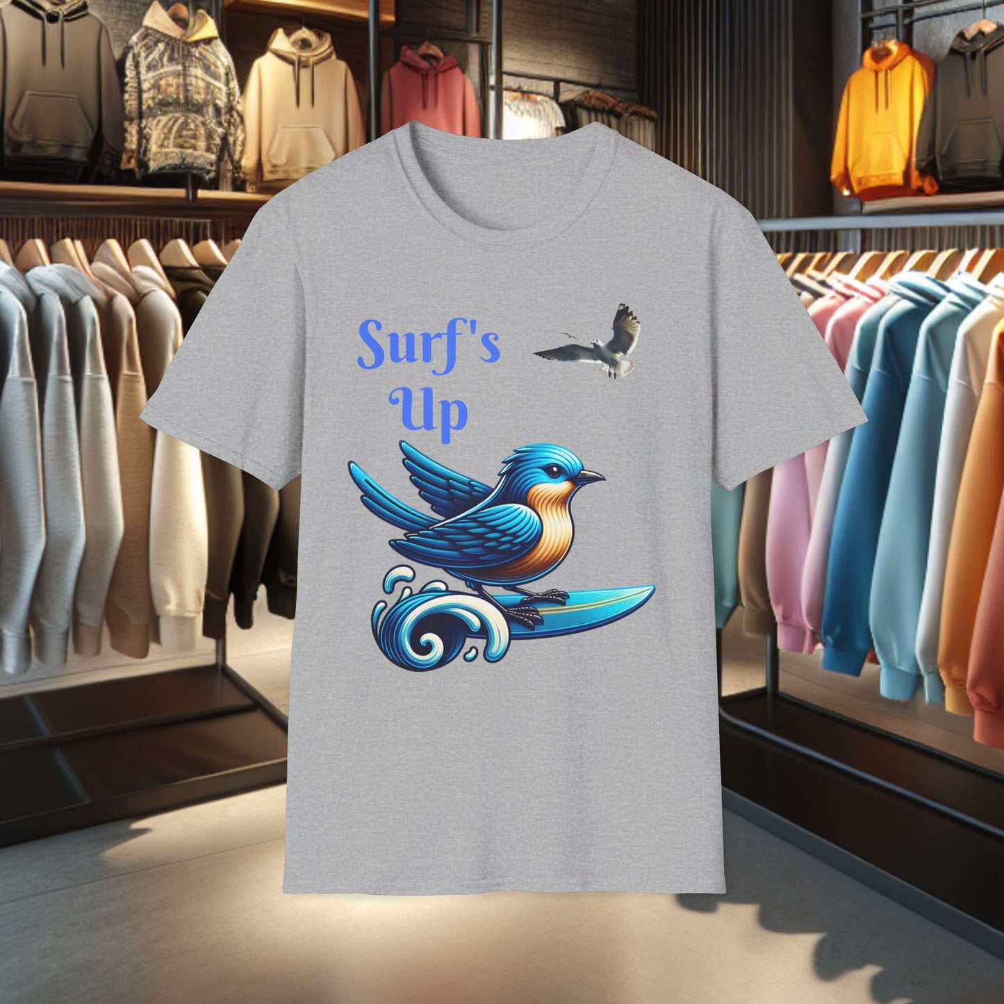Blue Bird Surfing Unisex T-Shirt - Surf's Up