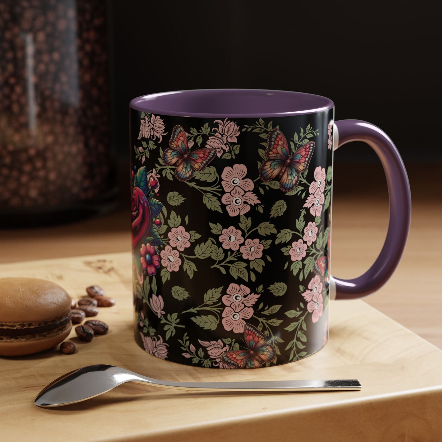Floral Coffee Mug Black