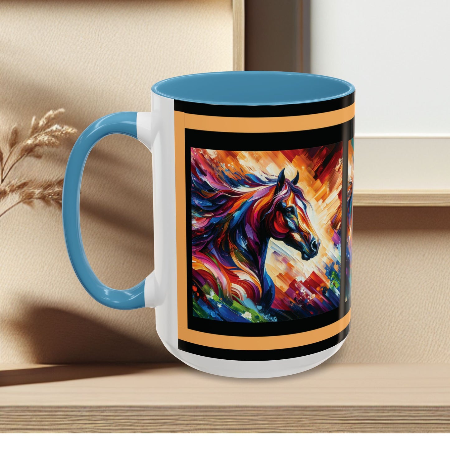 Mug Coffee Multi Color Horses 11oz 15oz