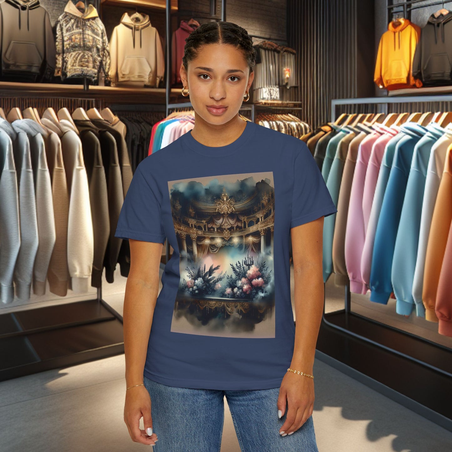 Dreamy Garden Unisex Garment-Dyed T-shirt - Artistic Floral Print - Perfect for Everyday Wear and Gifting