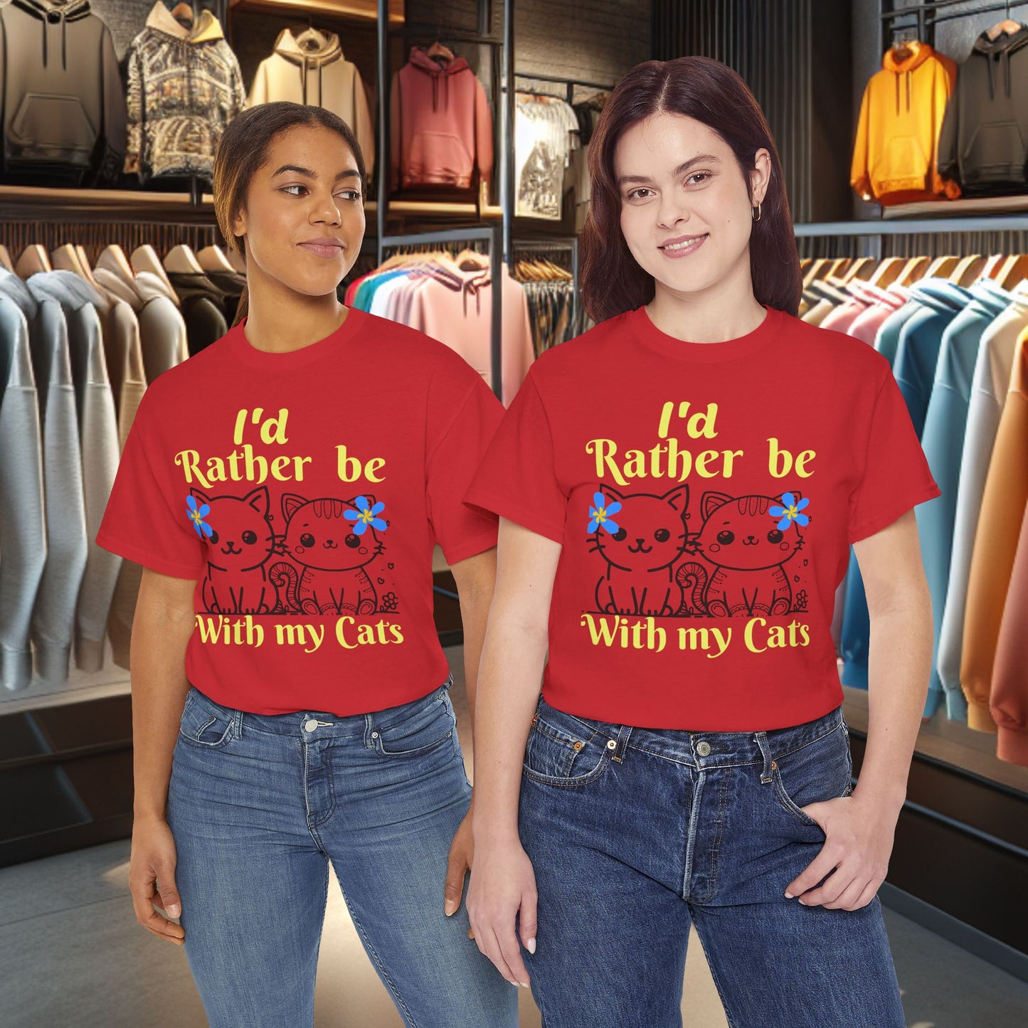 With my Cats Heavy Cotton Tee | Cat Lover Gift | Colorful Fun Shirt | Cute Animal Apparel | Perfect for Birthdays & Pet Lovers