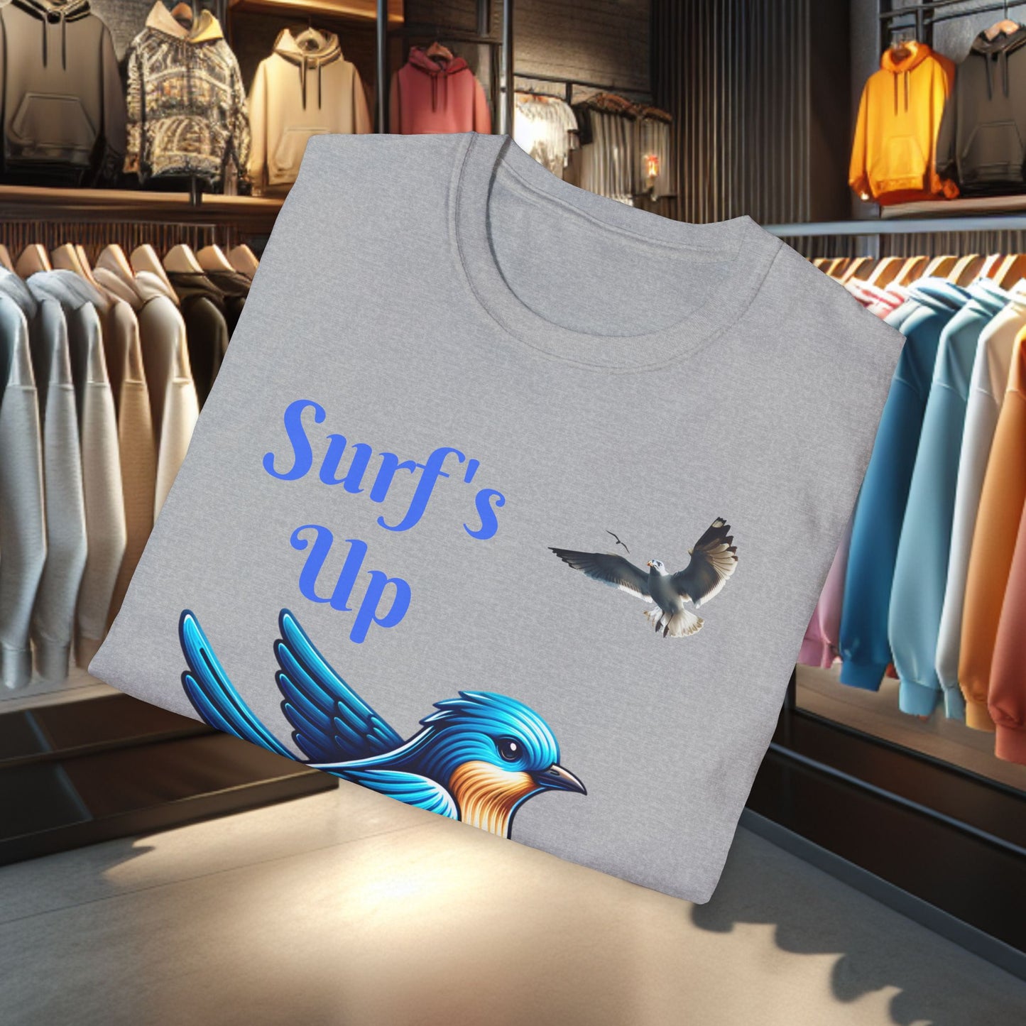 Blue Bird Surfing Unisex T-Shirt - Surf's Up